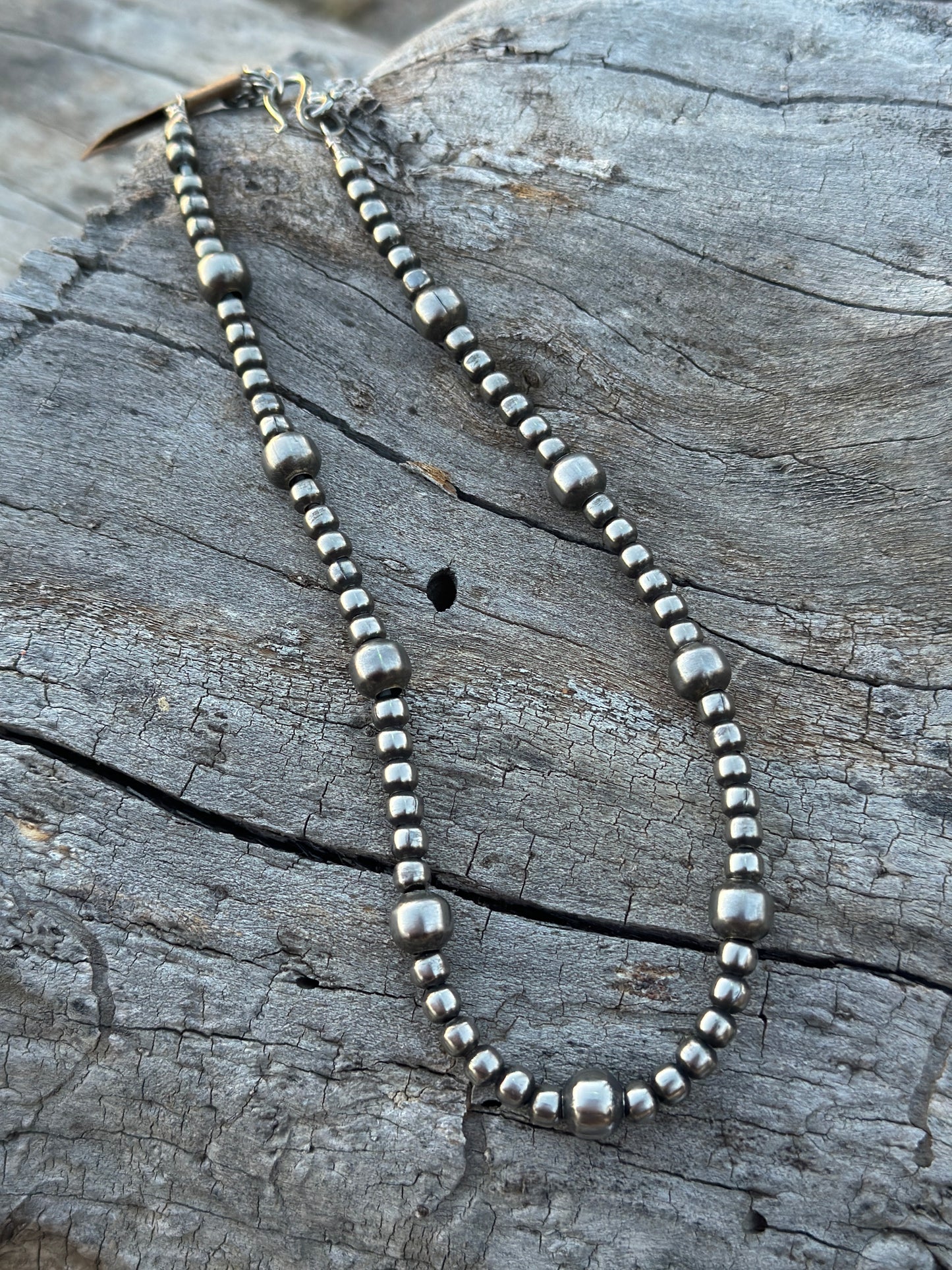 16” 6 & 10 mm Sterling Silver Beads