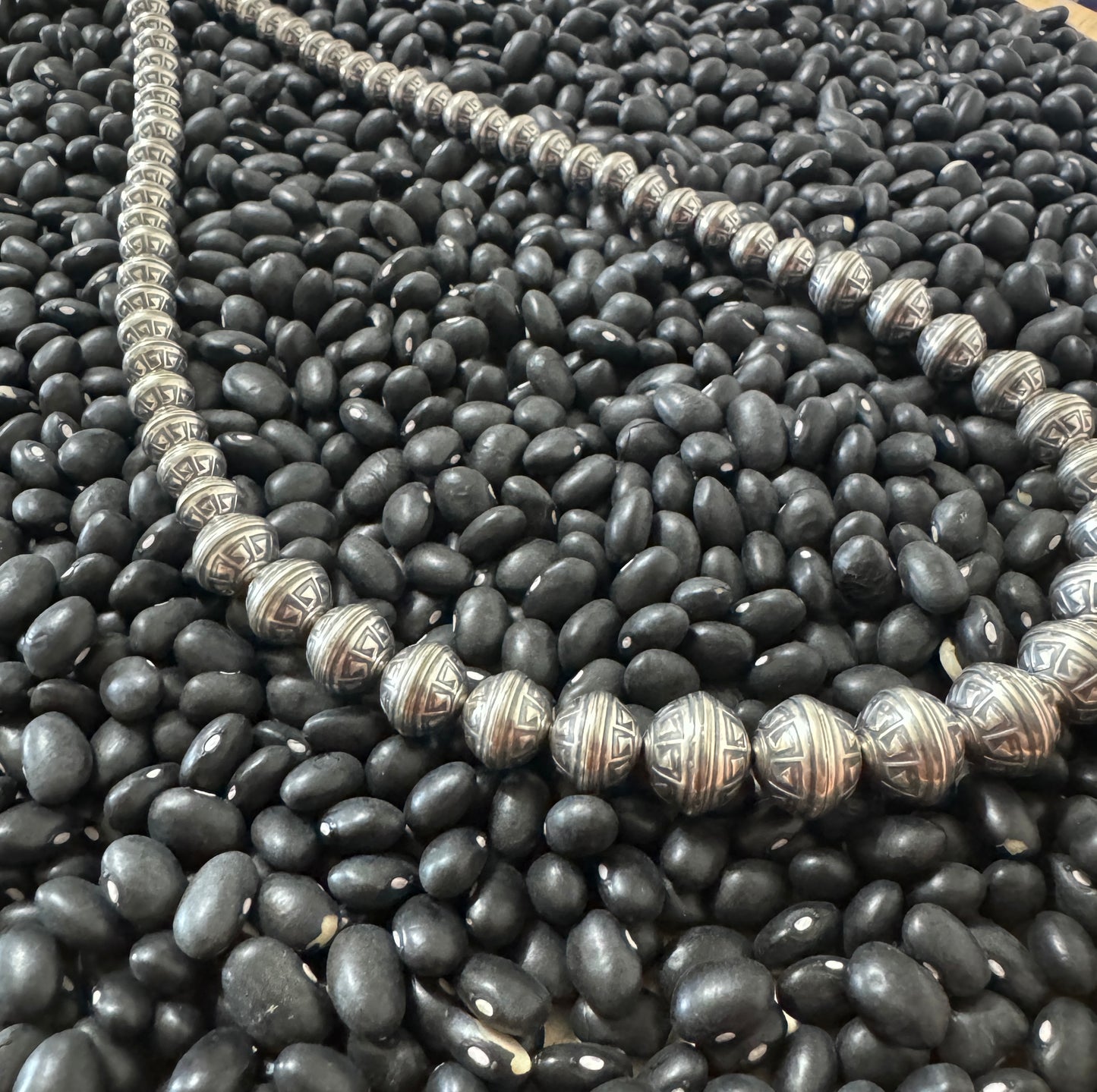 20” Stamped Sterling Silver Bead Necklace